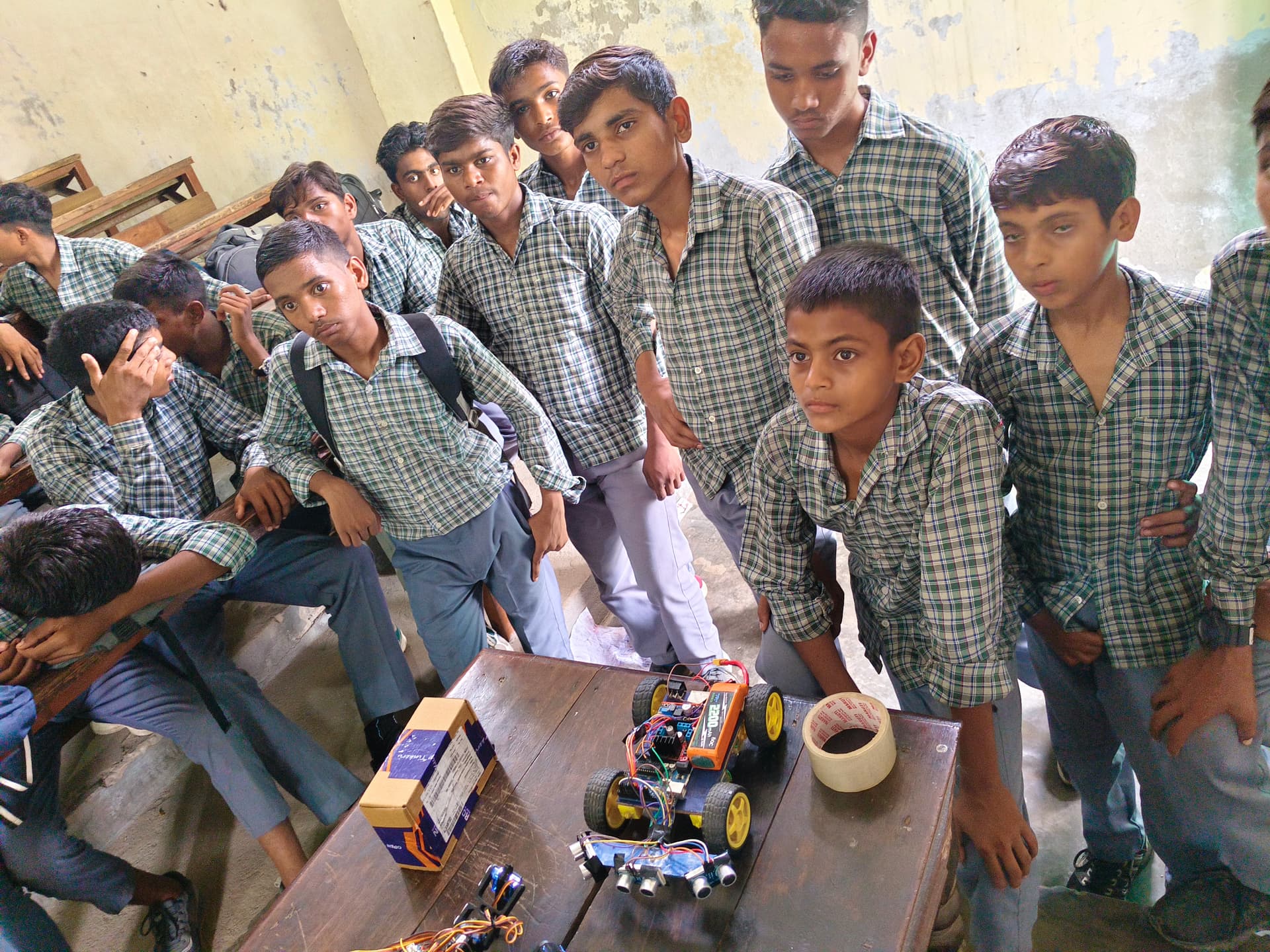 Practical hardware demonstration of autonomous rovers at Raghuveer Sahay Inter College